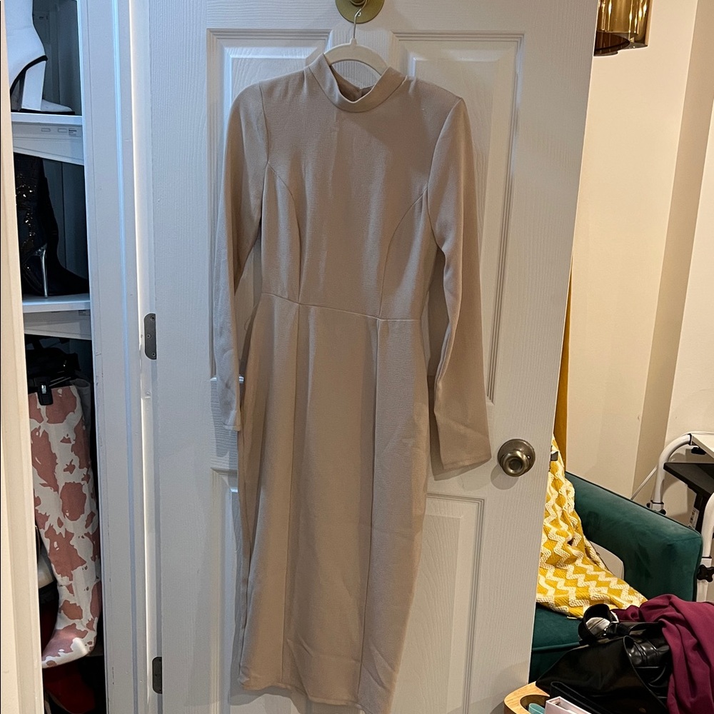 ASOS Beige Long Sleeve Dress